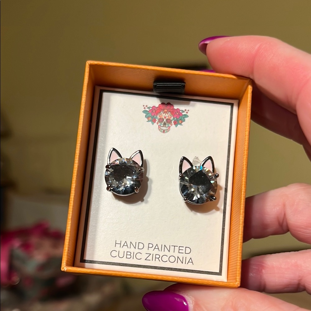 Cat Ear Cubic Zirconia Earrings